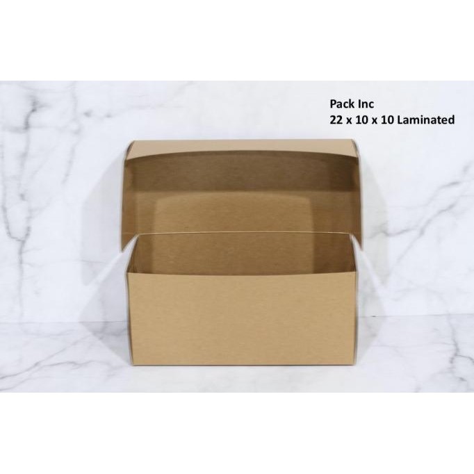 (Expert) Box Kraft Craft Dus Coklat Kue Roti 22 x 10 x 10 cm Laminasi 25 pcs