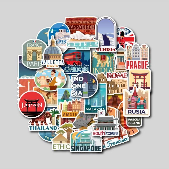

STICKER PACK WORLD TRAVEL | STICKER TUMBLER | STIKER LAPTOP KOPER HELM