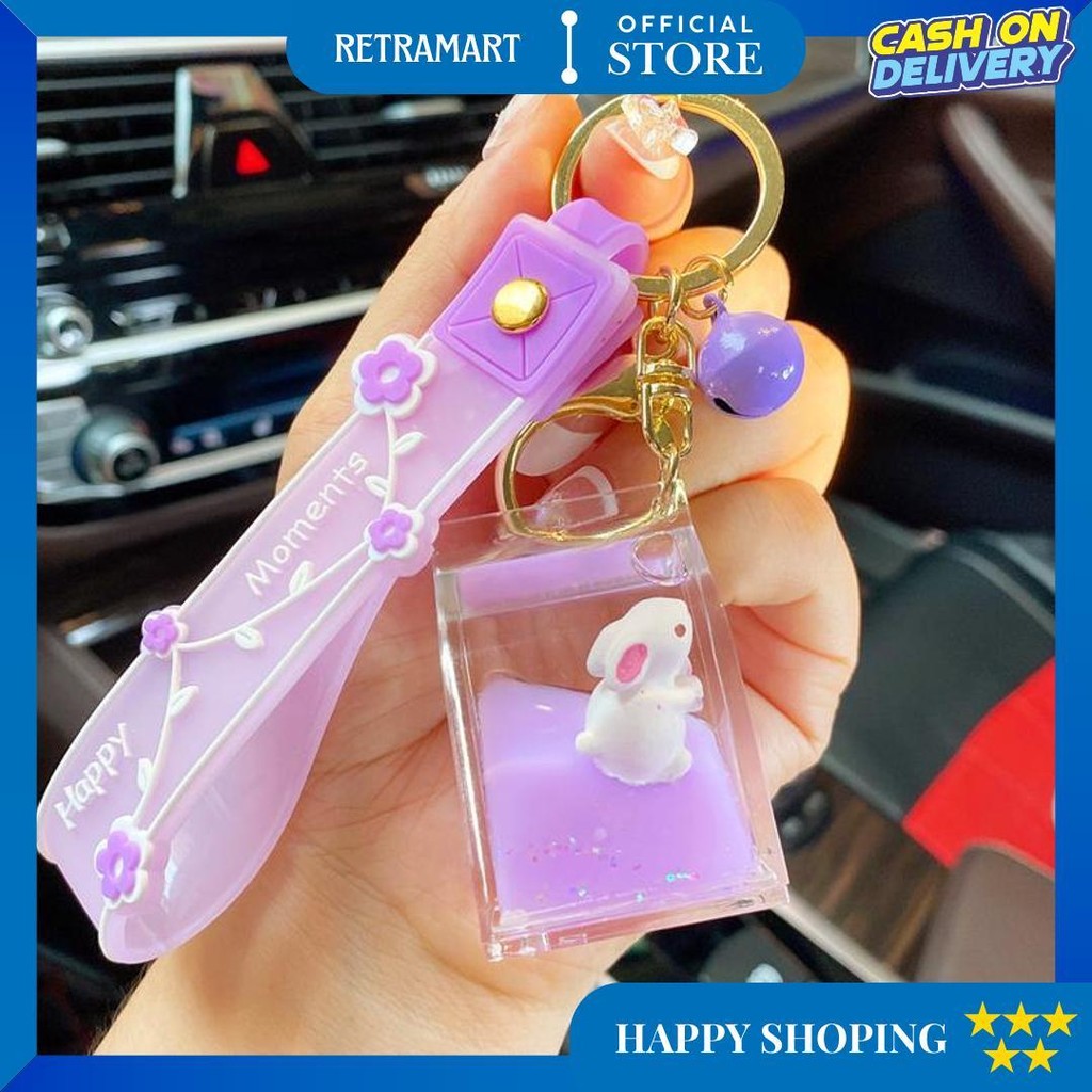Gantungan Kunci Glitter Cair Kunci Mobil/ Key Chain  Lucu/Gantungan Kunci Lucu Unicorn/Kelinci/Stell