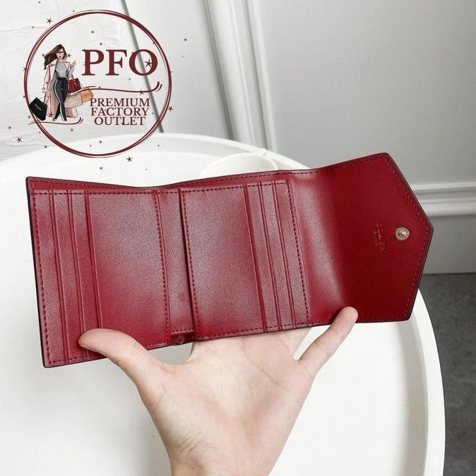 Grosir Ready Coch F31548 Small Wallet In Colorblock Sign Canvas Tan Rust