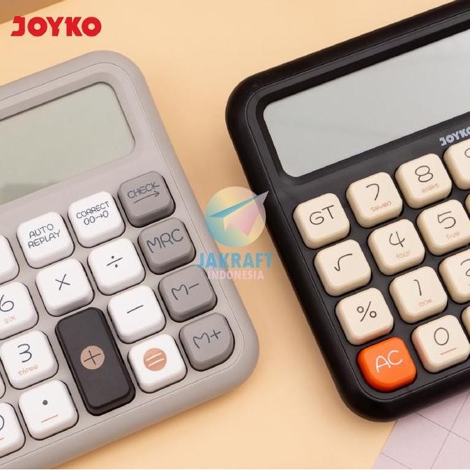 

restock (1 Pcs) Kalkulator Monochrome JOYKO CC-63BCO Calculator 12 Digits Big Dispay Check Correct 112 Steps AAA Battery Mechanical Marshmallow Button
