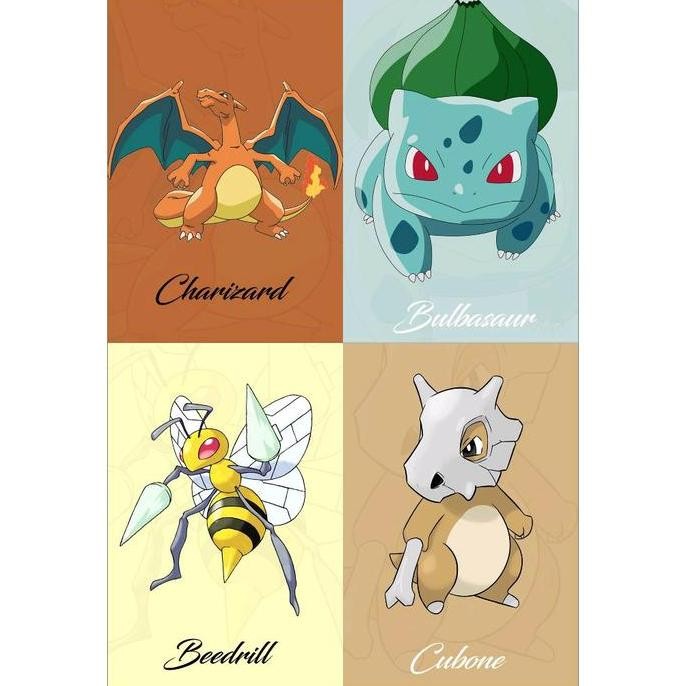 Poster dinding Pokemon 24 pcs bahan kertas premium Aesthetic