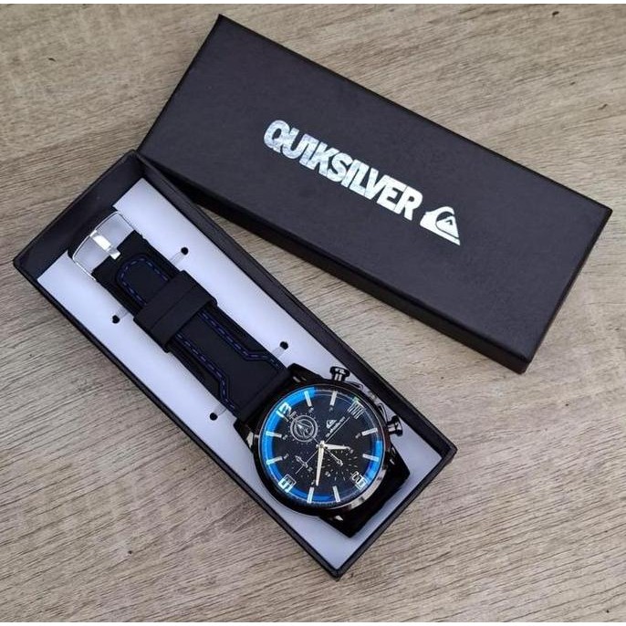 Free Gelang  ( BISA COD ) Jam Tangan Kasual Analog Pria Tali Rubber Chrono Variasi Body Bulat Stainl