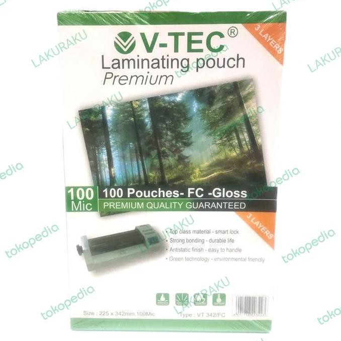 

ready !!! PLASTIK LAMINATING FILM V-TEC F4 FC F/C VT 342/FC PER 1 PAK ISI 100
