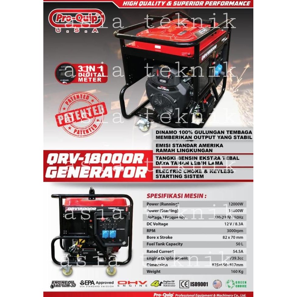 

Terlaris Genset 15 Kva Maks 13000 Watt Proquip Qrv18000