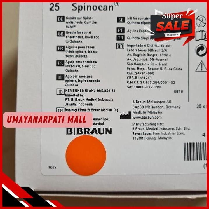 SPINOCAN 25 BBRAUN  SPINOCAN 25G BBRAUN  SPINAL NEEDLE BBRAUN PRODUK TERBAIK