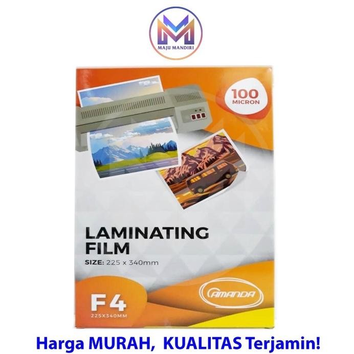 

ready !!! Plastik Laminating Film Amanda F4 100 Micron / Isi 100 Lembar