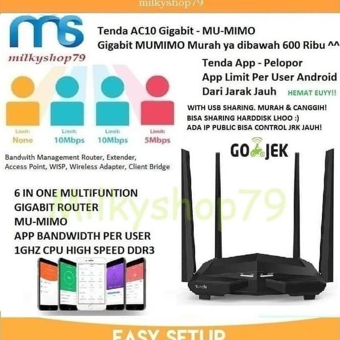 Tenda Ac10U - Ac1200 Mu-Mimo Smart Dual-Band Gigabit Mumimo Tenda Ac10