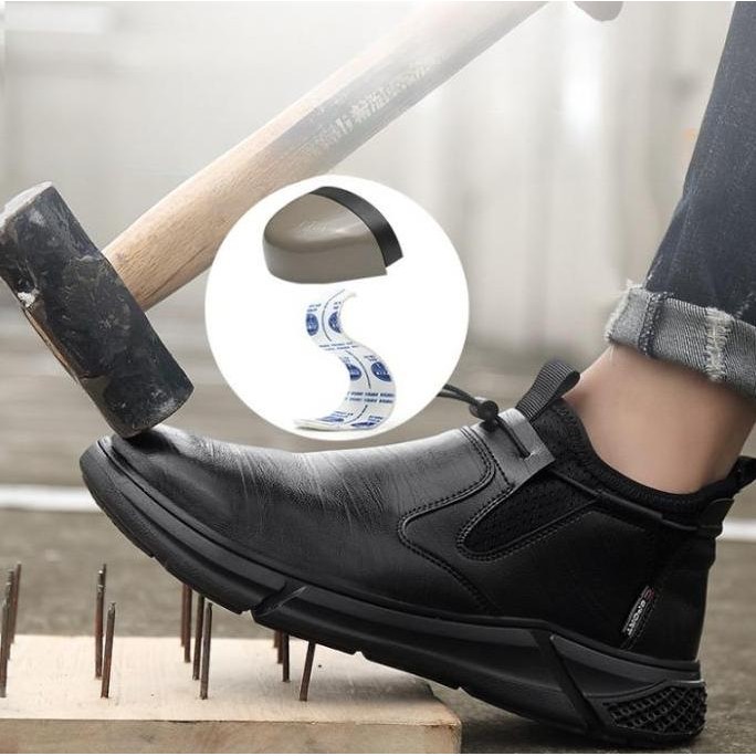 

Terlaris Sepatu Safety Shoes Sporty Waterproof Anti Smash Anti Paku Ujung Besi Safety Boots V9