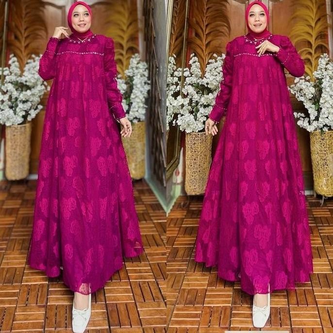 GAMIS HAIFA VOLL2 BRUKAT MAWAR COUPLE IBU DAN ANAK by OHC