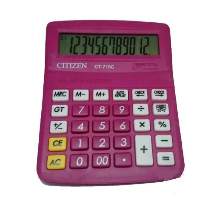 

restock Kalkulator Meja Dagang CT-718 12 Digit Dual Power (Baterai & Solar)