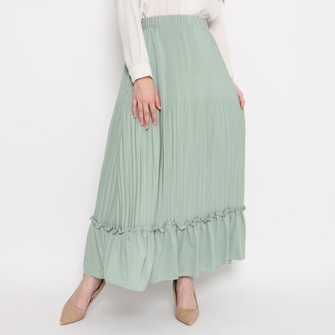 Eiza by duapola Rok Muslim Panjang Wanita Plisket Remple 7276 - Mint