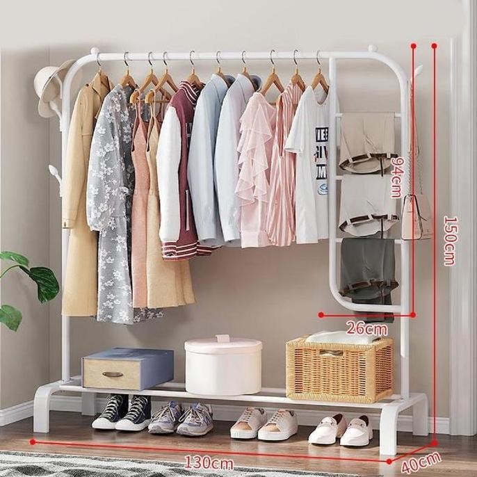 Starlight Rak Gantungan Baju Celana Stand Hanger Rak Gawang Serbaguna Dengan Roda Gantungan Baju Gam