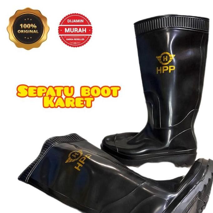

Terlaris Sepatu Boot Proyek Bangunan Berkebun Safety Boots Karet Panjang Hitam