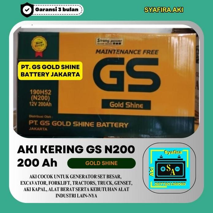 

Terlaris Aki /Accu Genset, Kapal, Bus, Industri N200 Gs Mf 12V 200Ah