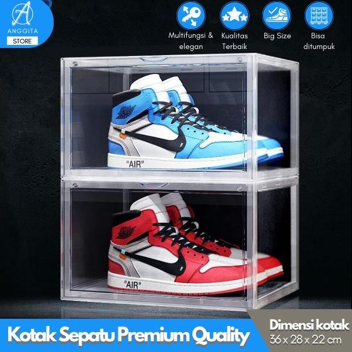 Kotak Box Sepatu Sneakers Tebal - Display Boks Sepatu Transparan Besar