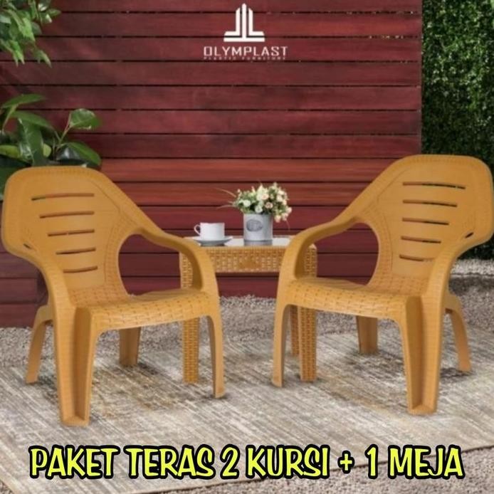

Terlaris Olymplast Kursi Meja Plastik Teras Set 2 Kursi + 1 Meja Ol 509