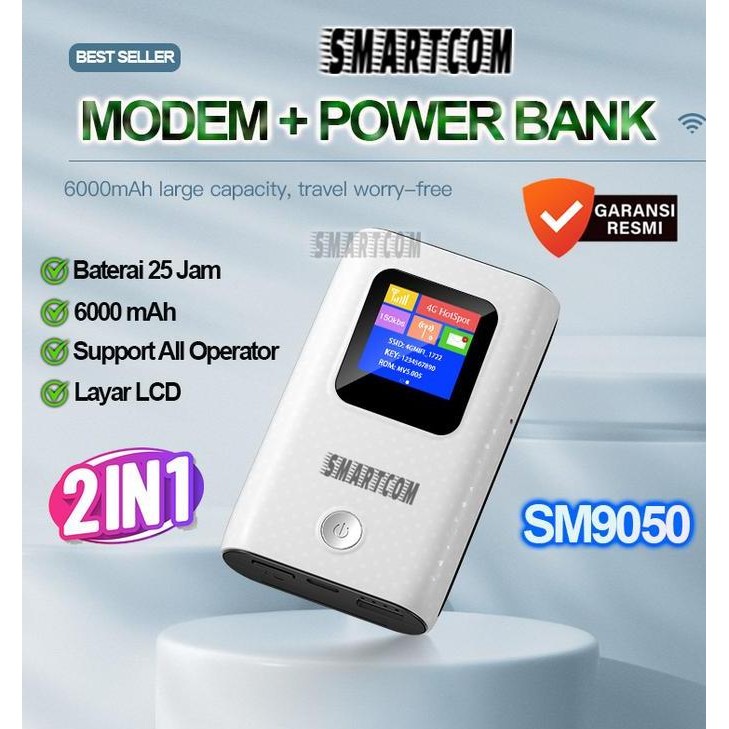Modem Wifi 4G Lte With Power Bank Smartcom Sm9050 Pro 6000Mah