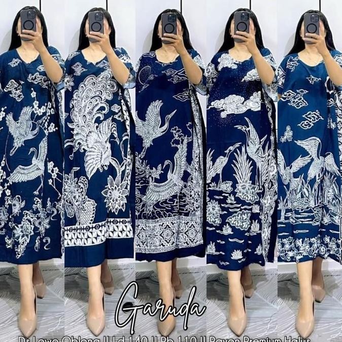 ready stock [Batik Sinawang] Daster Batik Kelelawar Jumbo "CEMPAKA NAVY" Bahan Rayon Super Premium C