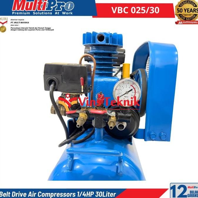 Promo Multipro Vbc 025/30 Belt Drive Air Compressors Mesin Kompresor Angin 1/4Hp 30L Vbc 025/30