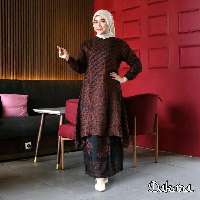 ZN SET BATIK SUTRA GAMIS BATIK MODERN GAMIS PESTA MEWAH GAMIS WISUDA SET TUNIC ELEGANT GAMIS BATIK K