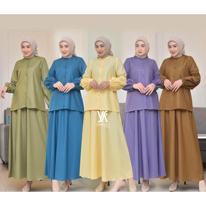 Yahwo Hijab Fashion - Baju Muslim Lebaran - One Set Kancing - Busui - Bahan Toyobo Dewasa Remaja