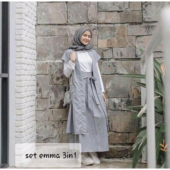 H SETELAN EMMA Baju wanita cewe muslim hijab remaja kuliah kerja konda