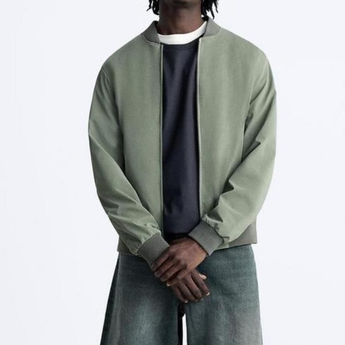 Promo Jaket Bomber Zara Pria Original - Hijau Khaki