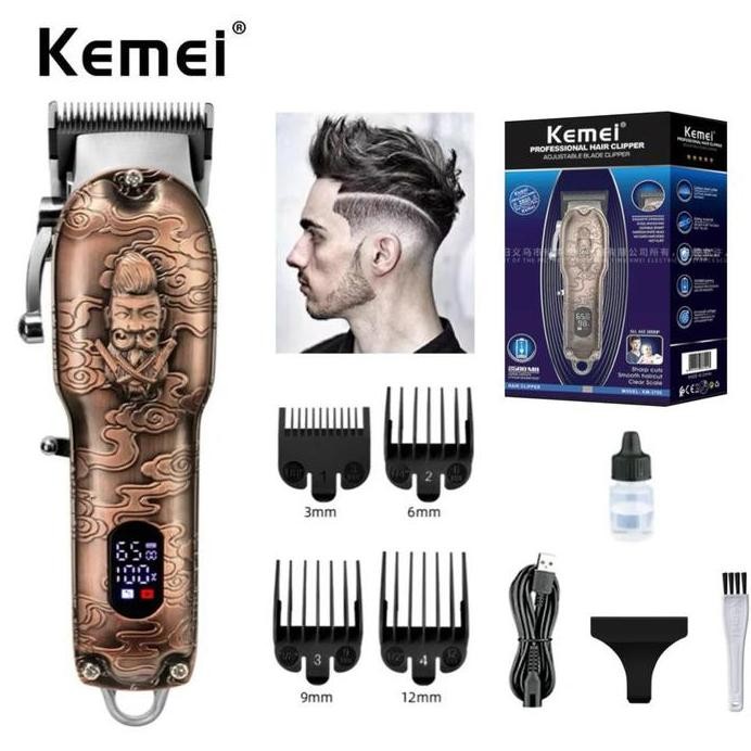 Terlaris Alat Cukur Rambut Kemei Km-3705 Hair Clipper Digital Rpm Metal Km 3705