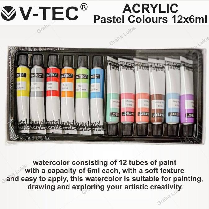 

ready V-TEC Pastel Acrylic / Cat Akrilik Pastel 12x6ml PA-612