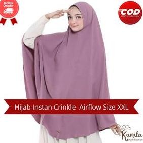 Jilbab Hijab Kerudung Syar'i Jumbo Bergo Instan Besar Pet Antem Bahan Crinkle Airflow Seragaman Kodi