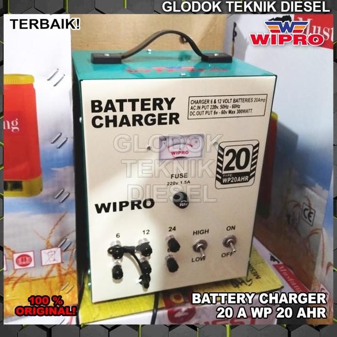 WIPRO Charger Aki Mobil Motor 20 A Battery Charger 20 AHR Cas Aki