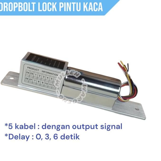 Sale Electric Dropbolt / Lock Pintu Kaca 5 Kabel Drop Bolt 5 Wires Lock 12V