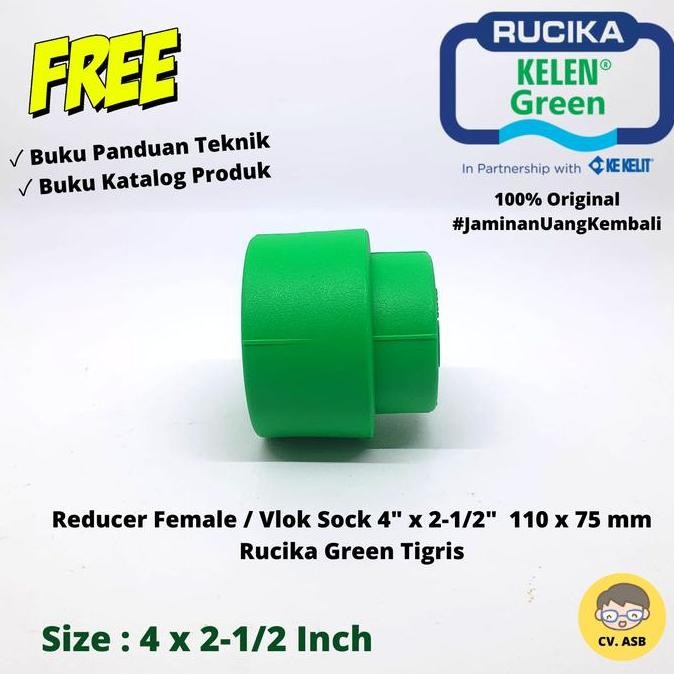 Grosir Vlok Sock 4 X 2-1/2 Ppr Reducer Female 110 X 75Mm Rucika Green Tigris