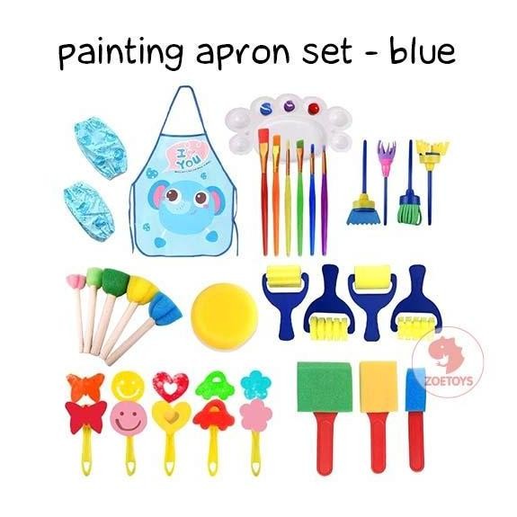 

ready Zoetoys Painting Apron Set | Kids Painting Kit | Peralatan Melukis Spons Apron Celemek Lukis
