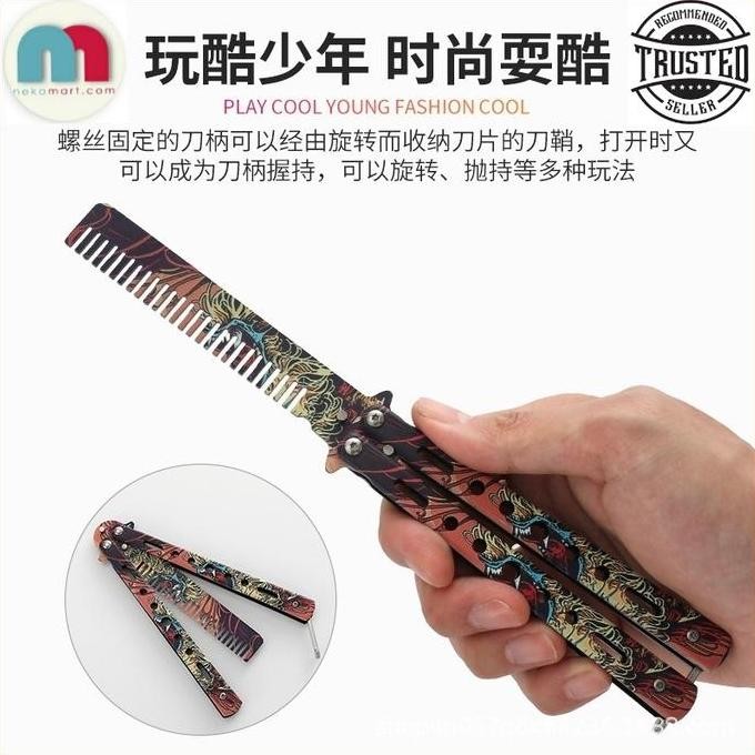 Sisir Lipat Stainless/Sisir Balisong Trainer/Butterfly Knife Trainer murah