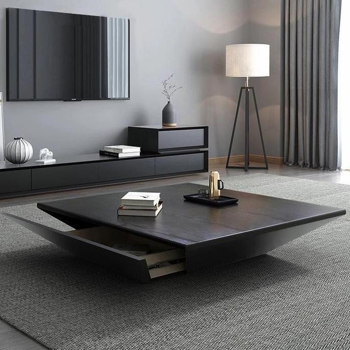 

Terlaris Drum | Meja Tamu Modern Black Matte With Storage - Coffee Table