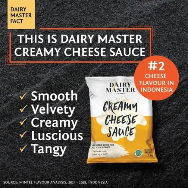 

Grosir Saus Saos Keju Creamy Cheese Sauce Dairy Master Halal 1 Kg 1Kg (Pack)