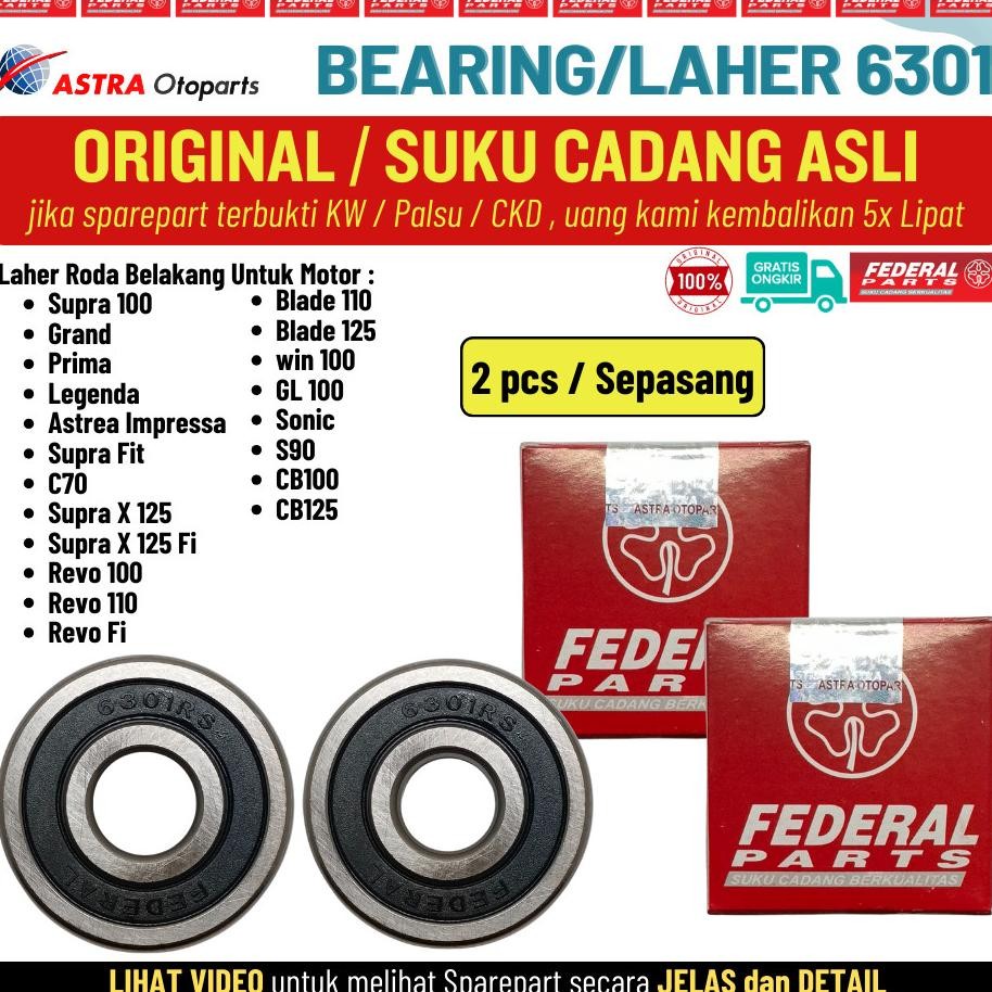 Laher Bearing Roda Belakang 6301 Supra Lama Grand Prima Legenda Astrea Impressa Supra Fit Original