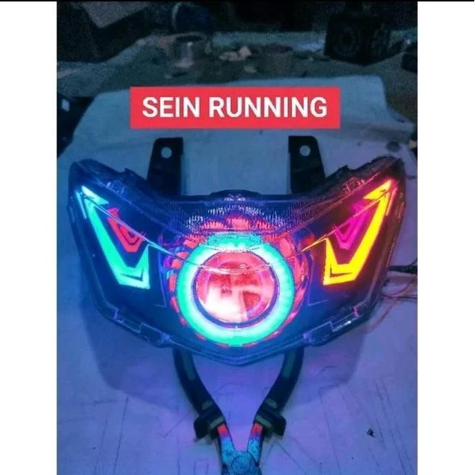 reflektor lampu depan honda beat new deluxe/ beat street th 2020-2023 motif custom projie plus lazy