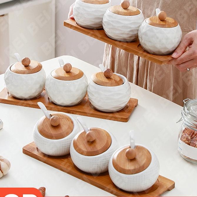 Set Toples Bumbu 3 Dan 1 Set Toples Kombinasi Keramik Bumbu Dapur Keramik Bumbu Dapur Unik Set Tople