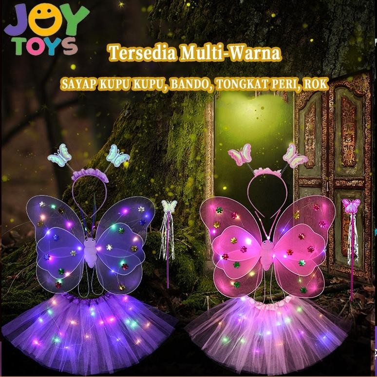 

Original Set Kostum Anak 4In1 Sayap Peri Led + Tongkat + Bando + Rok Tutu Bercahaya