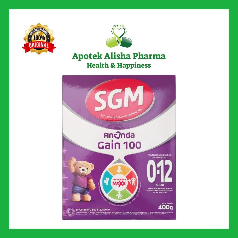 SGM Ananda Gain 100 (0-12bulan) 400gr Susu Formula Tumbuh Kembang Bayi Beresiko Gagal Tumbuh / Mal N