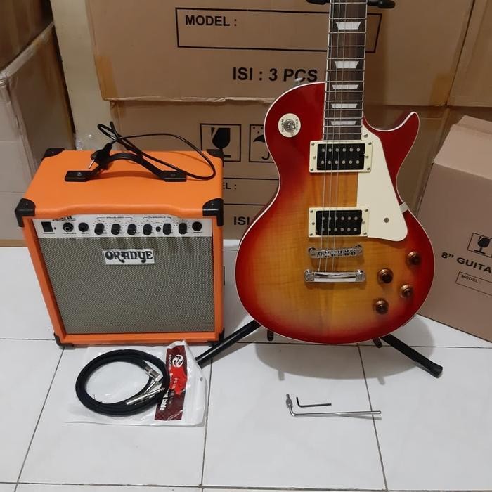 Paket Lengkap Gitar Gibson Les Paul,Ampli Dan Kabel Jack New Original Dan Terpercaya