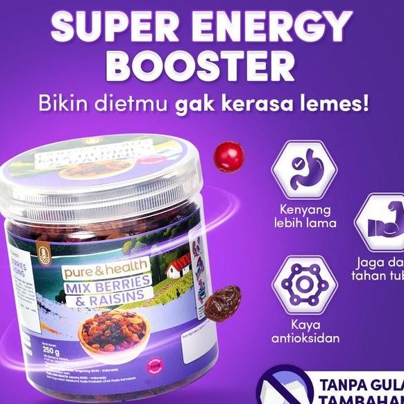 

Mix Berry And Raisins 250 Gram Pure And Health Buah Berry Kering Cranberry Kismis Goji Berry