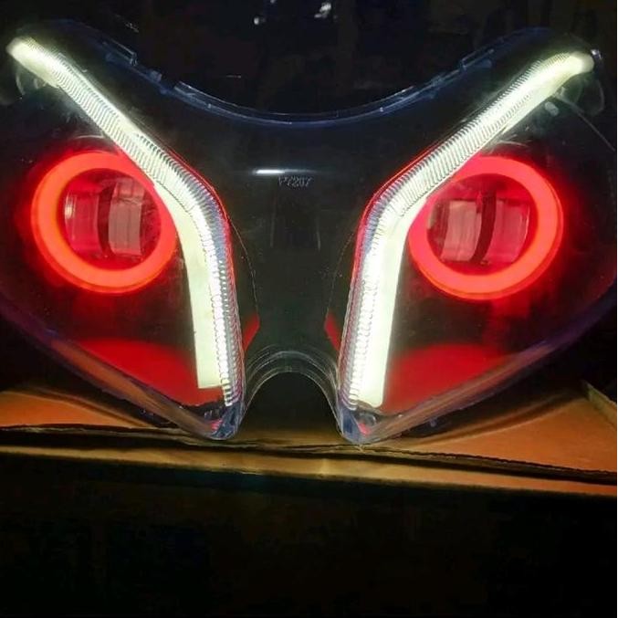 reflektor mika lampu depan vario 110 karbu custom daymeker alis diam Motor