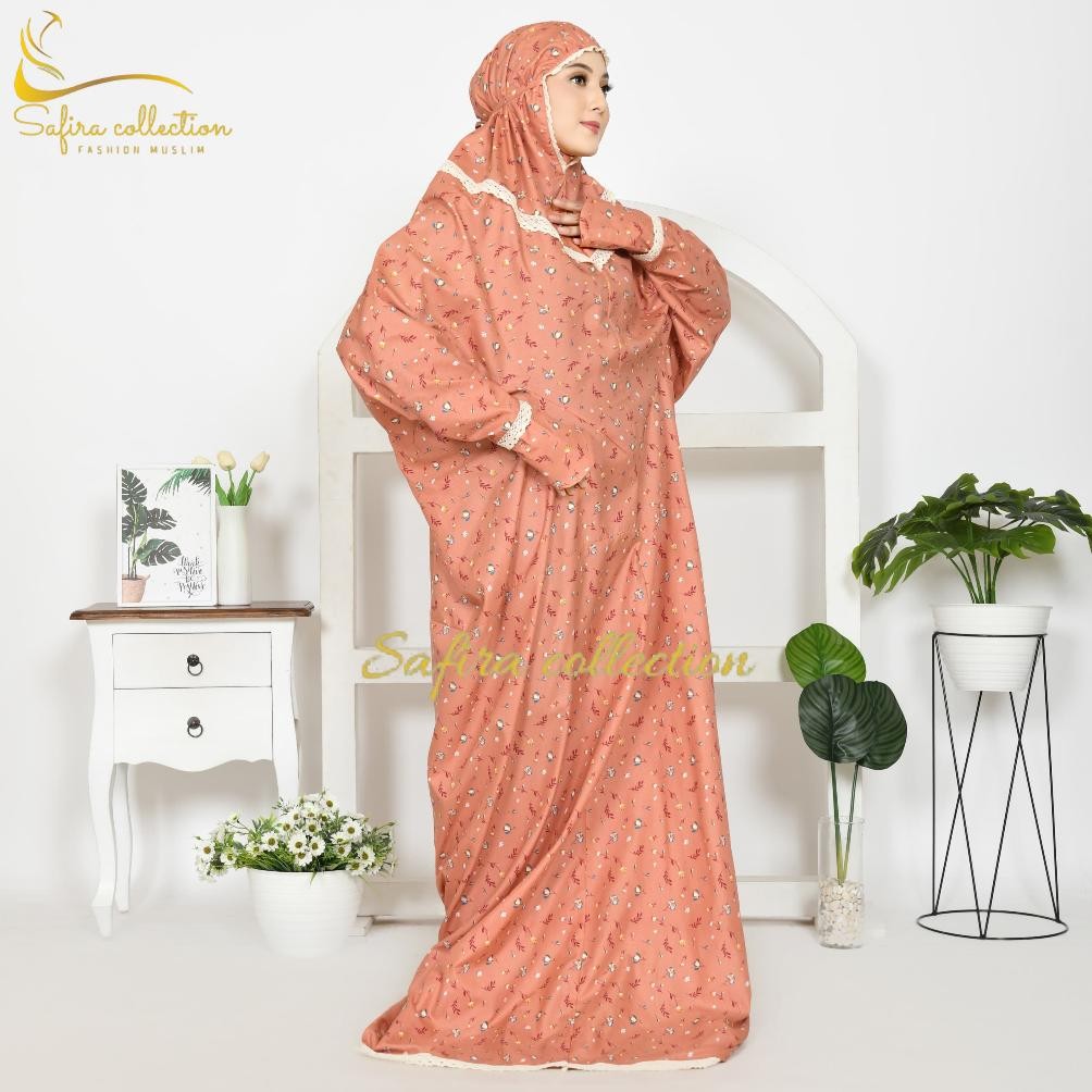 SAFIRA - Mukena Terusan Dewasa Mukena Lajuran Katun Mikro Premium Motif Tabur Bunga AST