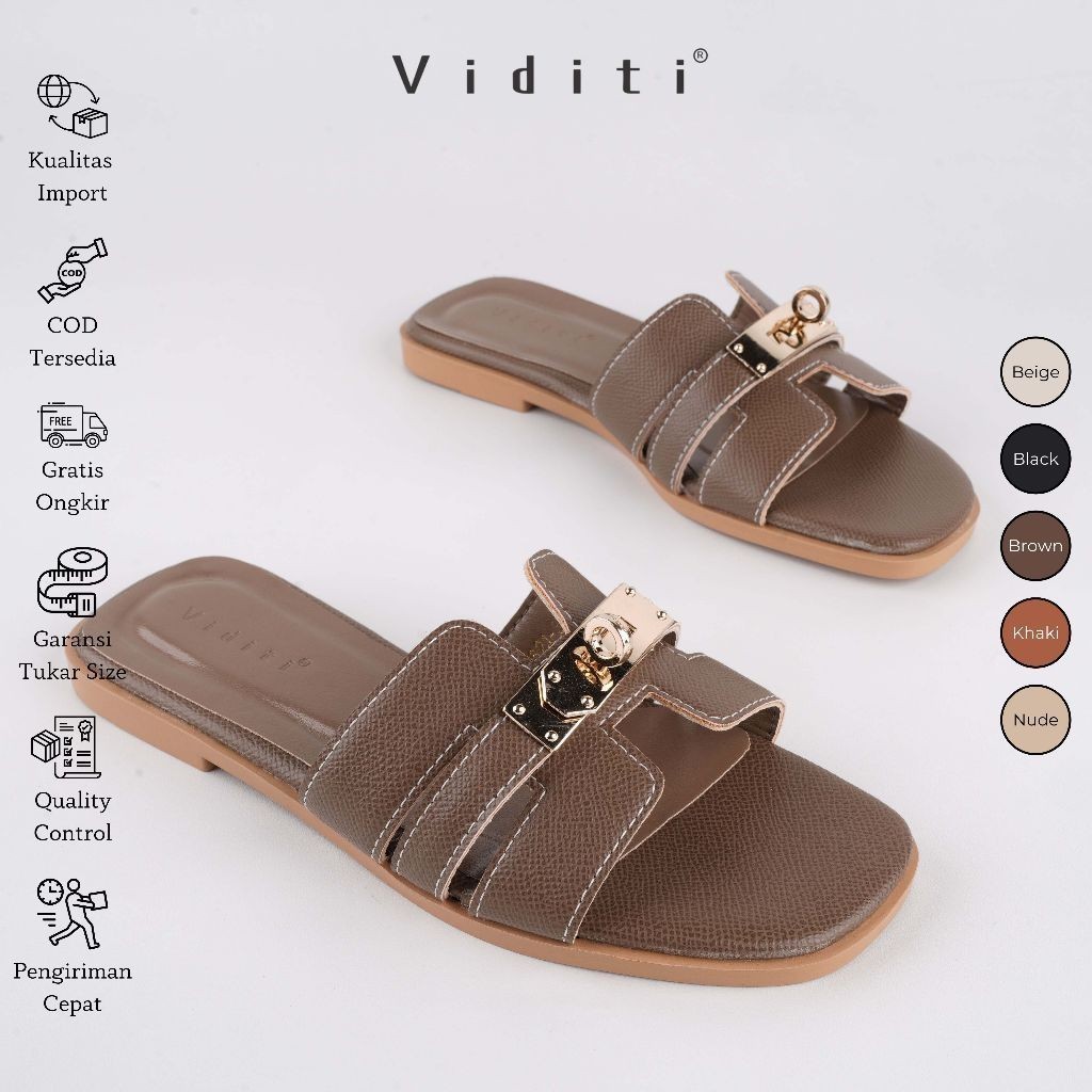 Viditi Rayana Sandal | Shoes | Sepatu Import Wanita | Flat | Sendal | Kulit