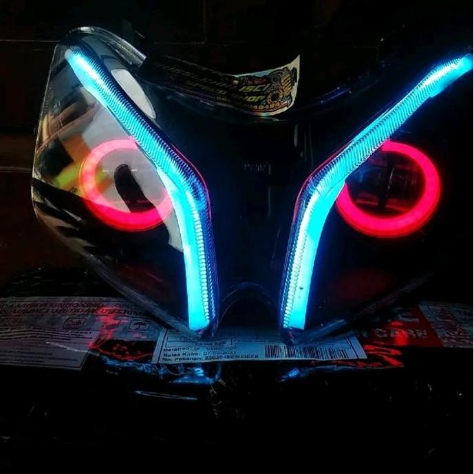 reflektor mika lampu depan vario 110 karbu custom daymeker alis diam Motor