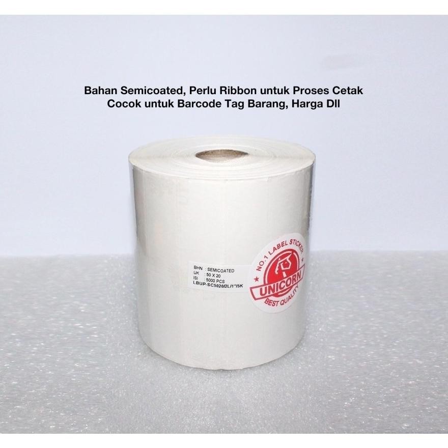 

Stiker Label Barcode Semicoated 50x20mm / 50x20 mm / 50 X 20 Mm 2 Line Core 1" 5.000pcs SV9
